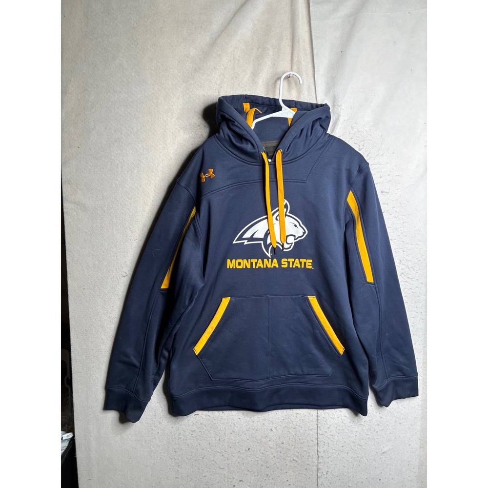 Under Armour Montana State Bobcats Hoodie Navy Blue Yellow XL Loose Fit 9044